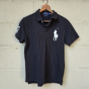 Polo Ralph Lauren Custom Slim Fit Polo Shirt Big Pony 3 Embroidered Black ● M